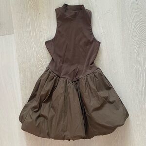 Sophie The Label Brown Sleeveless Dress with Flared Skirt 100% Cotton Size Small